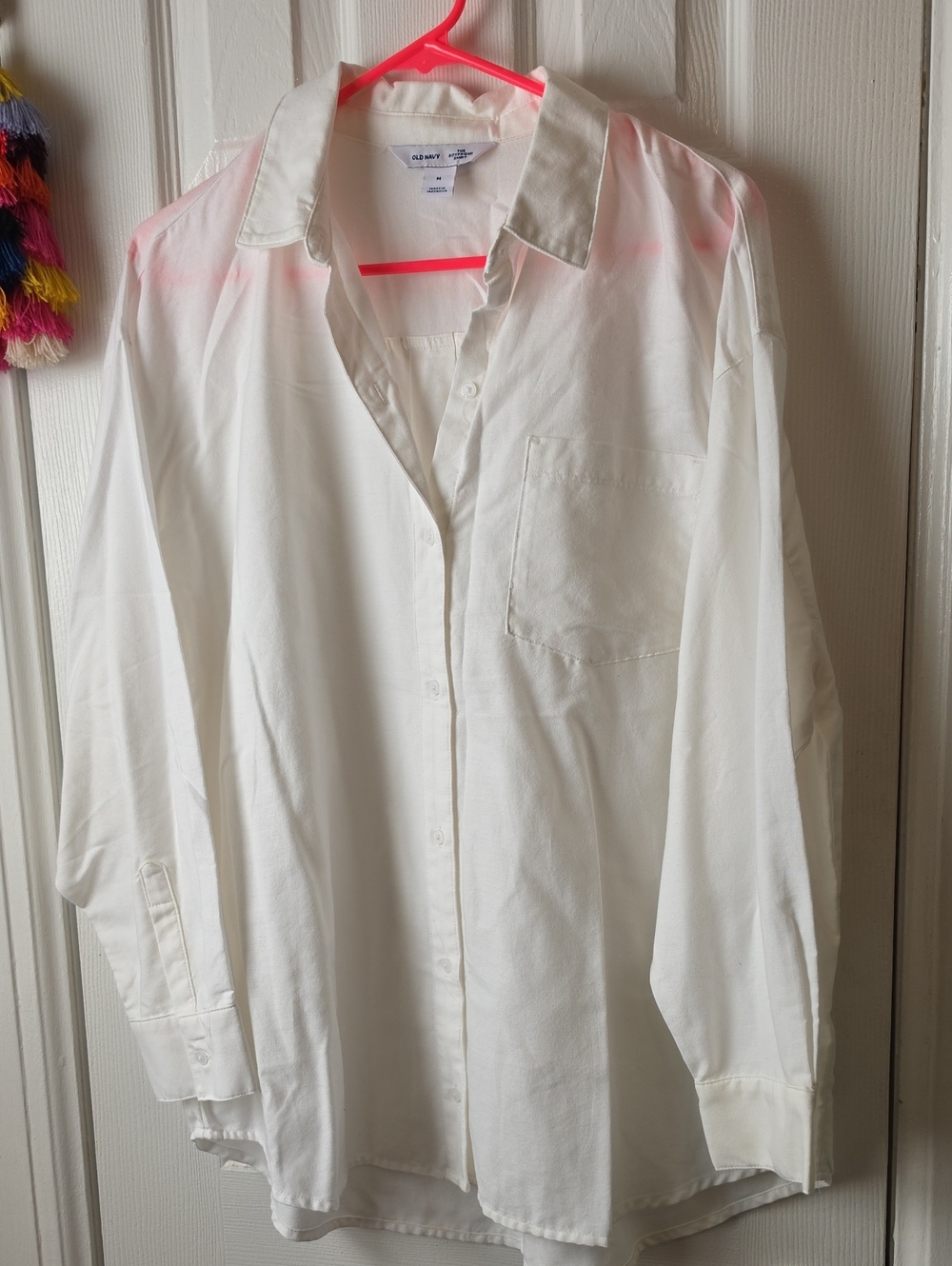 Old Navy White Button Down Shirt for Women Boyfriend Style